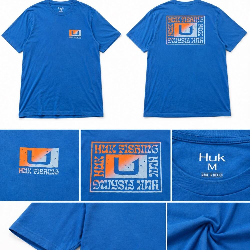 Huk fishing graphic t shirt- size medium